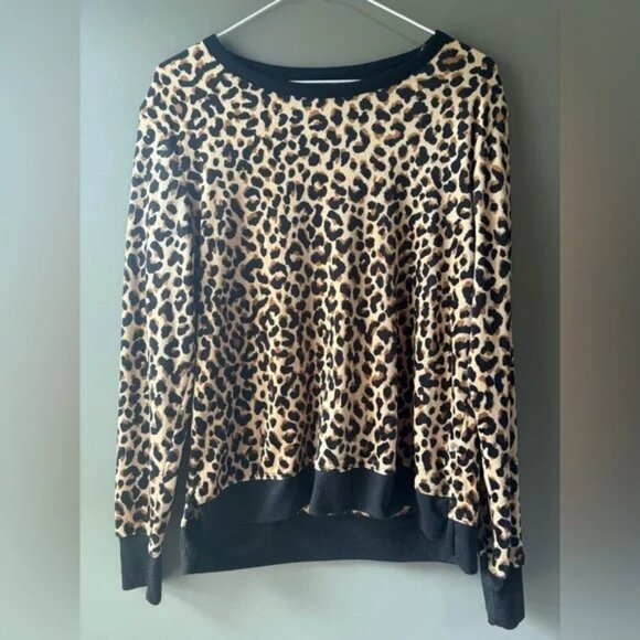 Kate Spade New York Leopard Print Velour Sweatshirt size small, fleece - Picture 1 of 7